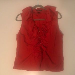 Lauren Ralph Lauren Orange Blouse Sleeveles V Neck